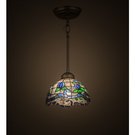 Meyda Tiffany Roseborder 8" Wide Mini Pendant Nickel