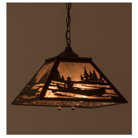 Meyda Tiffany Canoe at Lake 2 Light 22" Wide Pendant Antique Copper