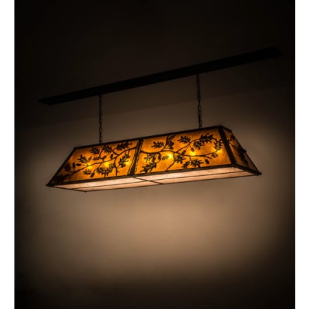 Meyda Tiffany Oak Leaf and Acorn 9 Light 72" Wide Linear Pendant Antique Copper