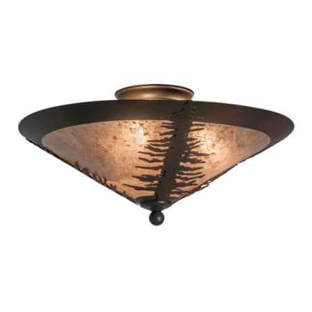 Meyda Tiffany Spruce Tree 3 Light 18" Wide Semi-Flush Ceiling Fixture Rust / Wrought Iron