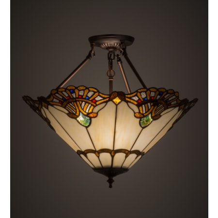 Meyda Tiffany Tiffany Shell With Jewels 3 Light 20" Wide Pendant Mahogany Bronze