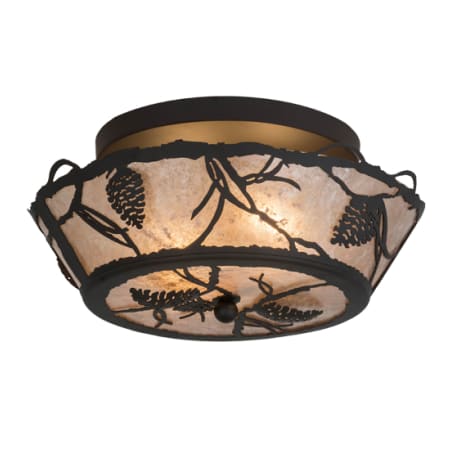 Meyda Tiffany Whispering Pines 2 Light 9" Tall Semi-Flush Ceiling Fixture - Oil Rubbed Bronze Finish Oil Rubbed Bronze