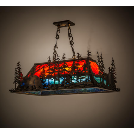 Meyda Tiffany Bear Through the Trees 6 Light 36" Wide Linear Pendant Antique Copper / Burnished