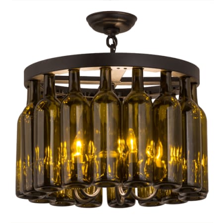 Meyda Tiffany Tuscan Vineyard 5 Light 19" Wide Semi-Flush Drum Ceiling Fixture Textured Black