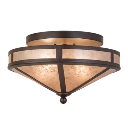 Meyda Tiffany Craftsman Prime 2 Light 16" Wide Semi-Flush Ceiling Fixture with Silver Mica Shade - Cafe-Noir Finish Cafe-Noir