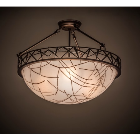 Meyda Tiffany Tracery 3 Light 22" Wide Pendant Mahogany Bronze