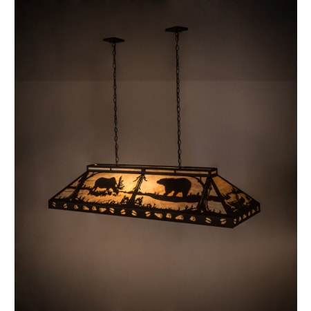 Meyda Tiffany Moose and Black Bear 9 Light 61" Wide Linear Pendant Cafe Noir