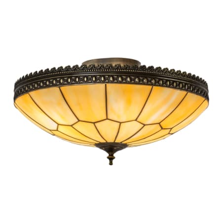 Meyda Tiffany Vincent Honeycomb 4 Light 20" Wide Semi-Flush Bowl Ceiling Fixture with Beige Glass Shade - Craftsman Brown Finish Craftsman Brown