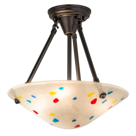 Meyda Tiffany Metro Fusion 3 Light 14" Wide Semi-Flush Bowl Ceiling Fixture Craftsman Brown