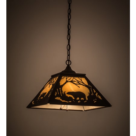 Meyda Tiffany Moose and Black Bear 2 Light 23" Wide Pendant Cafe Noir