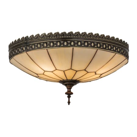 Meyda Tiffany Vincent Honeycomb 3 Light 15" Wide Semi-Flush Bowl Ceiling Fixture with Light Beige Shade Craftsman Brown