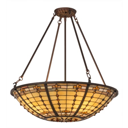 Meyda Tiffany Fleur-de-Lite 4 Light 24" Wide Semi-Flush Bowl Ceiling Fixture Mahogany Bronze