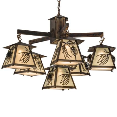 Meyda Tiffany Scotch Pine 6 Light 40" Wide Chandelier Antique Copper