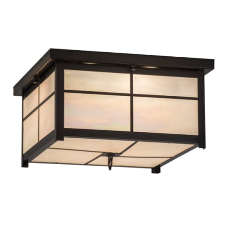 Meyda Tiffany Mission 4 Light 24" Wide Flush Mount Square Ceiling Fixture - Timeless Bronze Finish Timeless Bronze