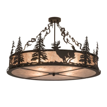Meyda Tiffany Wildlife at Dusk 4 Light 36" Wide Semi-Flush Drum Ceiling Fixture Oil Rubbed Bronze