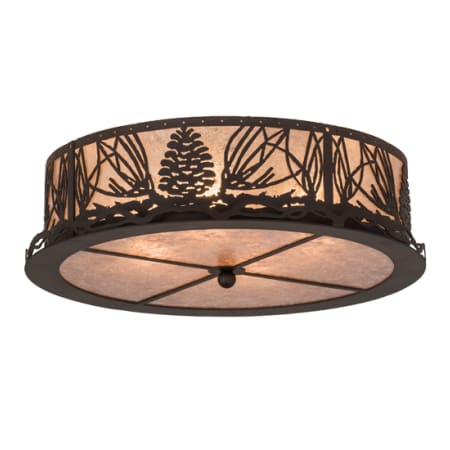 Meyda Tiffany Mountain Pine 4 Light 22" Wide Semi-Flush Drum Ceiling Fixture - Oil Rubbed Bronze Finish Oil Rubbed Bronze