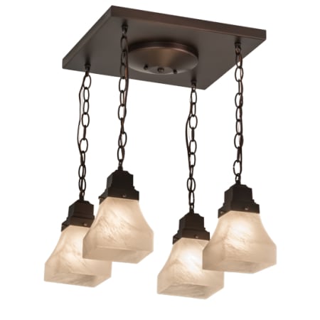 Meyda Tiffany Bungalow 4 Light 23" Wide Semi-Flush Ceiling Fixture Mahogany Bronze