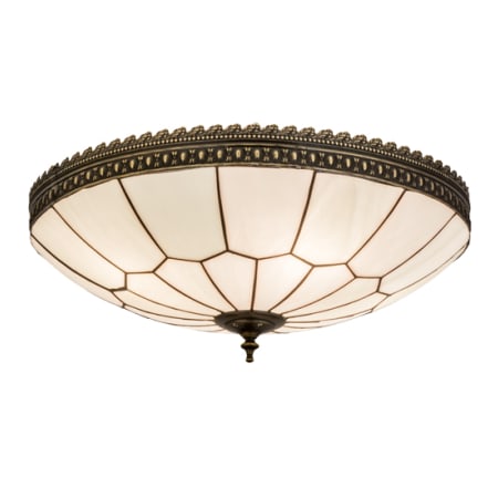 Meyda Tiffany Vincent Honeycomb 4 Light 20" Wide Semi-Flush Bowl Ceiling Fixture with White Opal Glass Shade - Craftsman Brown Finish Craftsman Brown