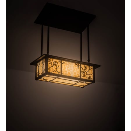 Meyda Tiffany Foliage 2 Light 24" Wide Linear Pendant Timeless Bronze