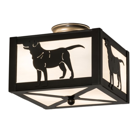 Meyda Tiffany Labrador Retriever 2 Light 17" Wide Semi-Flush Square Ceiling Fixture Timeless Bronze