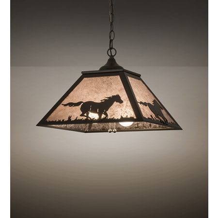 Meyda Tiffany Running Horses 2 Light 22" Wide Pendant Timeless Bronze
