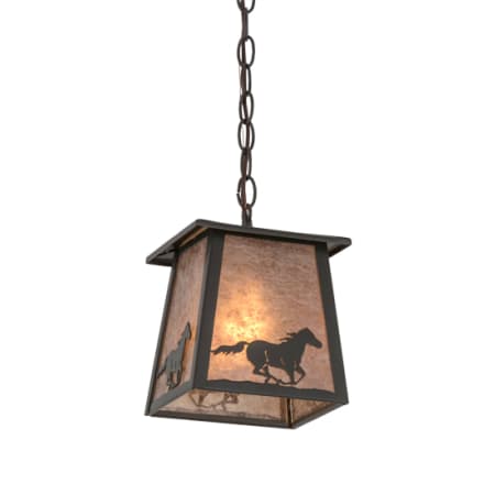 Meyda Tiffany Running Horses 10" Wide Pendant Timeless Bronze
