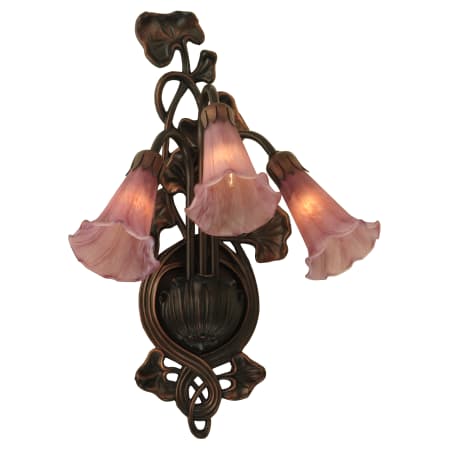 Meyda Tiffany 10.5" W Cranberry Pond Lily 3 Light Wall Sconce Cranberry