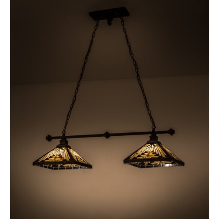 Meyda Tiffany Mission 2 Light 44" Wide Linear Pendant Mahogany Bronze