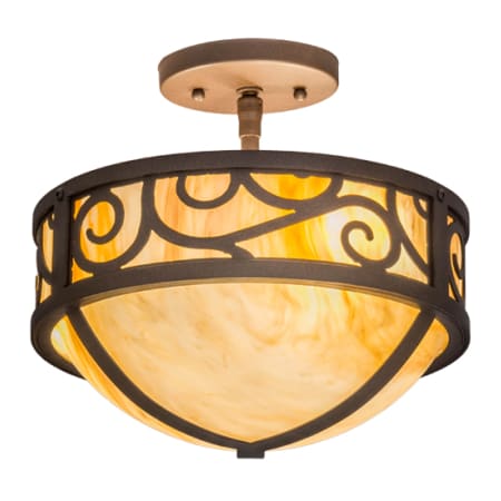 Meyda Tiffany Lilliana 3 Light 12" Wide Semi-Flush Bowl Ceiling Fixture - Cafe-Noir Finish Cafe-Noir