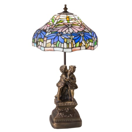 Meyda Tiffany Tiffany Poinsettia 23" Tall Buffet Table Lamp Mahogany Bronze