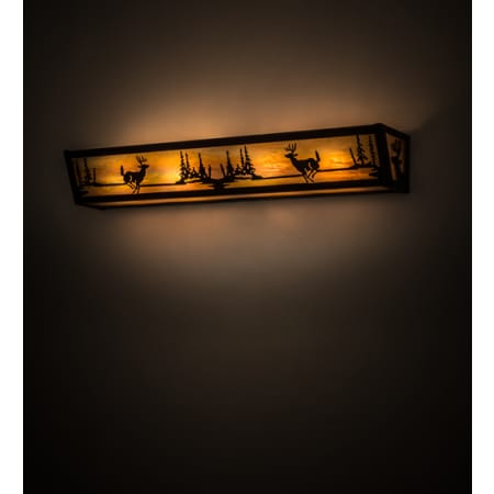 Meyda Tiffany Deer at Lake 30" Wide Bath Bar with Shade Antique Copper