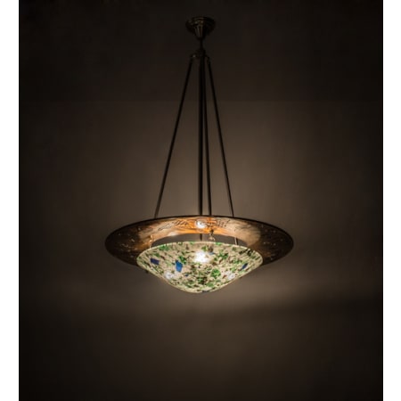 Meyda Tiffany Metro 3 Light 31" Wide Pendant Nickel / Transparent Copper