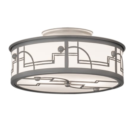 Meyda Tiffany Revival Deco 2 Light 12" Wide Semi-Flush Drum Ceiling Fixture - Raw Steel Finish Raw Steel