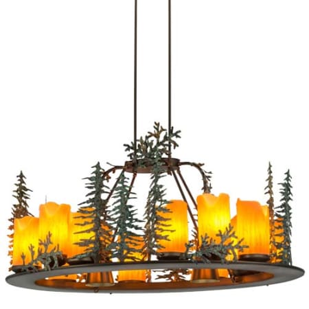 Meyda Tiffany Long Tall Pines 12 Light 27" Wide Ring Chandelier Antique Copper