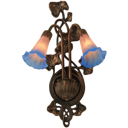 Meyda Tiffany 11" W Pink / Blue Pond Lily 2 Light Wall Sconce Pink Blue