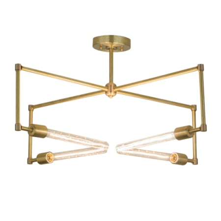 Meyda Tiffany Pronograde 4 Light 32" Wide Semi-Flush Ceiling Fixture - Satin Brass Finish Satin Brass