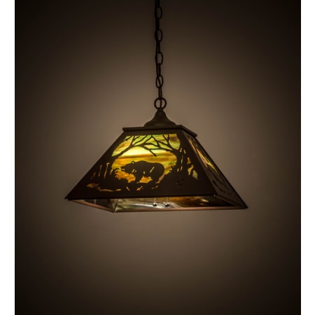 Meyda Tiffany Bear at Dawn 2 Light 22" Wide Pendant Cafe Noir