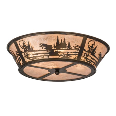 Meyda Tiffany Fly Fishing Creek 4 Light 23" Wide Semi-Flush Ceiling Fixture - Antique Copper / Burnished Finish Antique Copper / Burnished