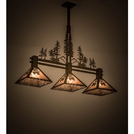 Meyda Tiffany Tall Pines 3 Light 46" Wide Linear Pendant Antique Copper