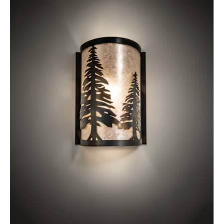 Meyda Tiffany Tall Pines 12" Tall Wall Sconce with Shade Dark Burnished Antique Copper