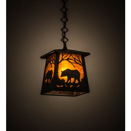 Meyda Tiffany Bear at Dawn 10" Wide Pendant Wrought Iron