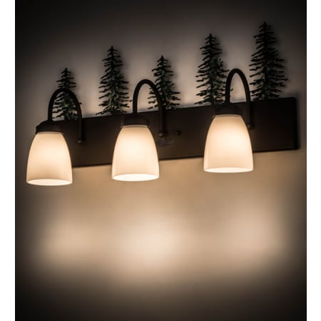 Meyda Tiffany Tall Pines 3 Light 24" Wide Vanity Light with Shades Oil Rubbed Bronze / Green