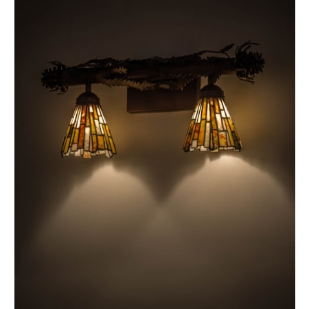 Meyda Tiffany Delta Jadestone 2 Light 24" Wide Vanity Light Mahogany Bronze