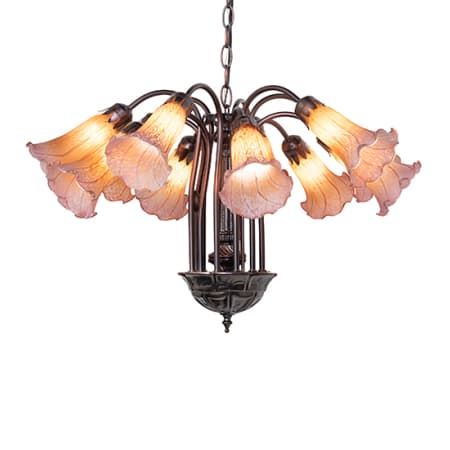 Meyda Tiffany Amber/Purple Tiffany Pond Lily 12 Light 24" Wide Chandelier Mahogany Bronze