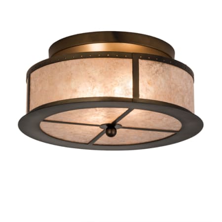 Meyda Tiffany Smythe Craftsman 2 Light 16" Wide Semi-Flush Drum Ceiling Fixture - Antique Copper Finish Antique Copper