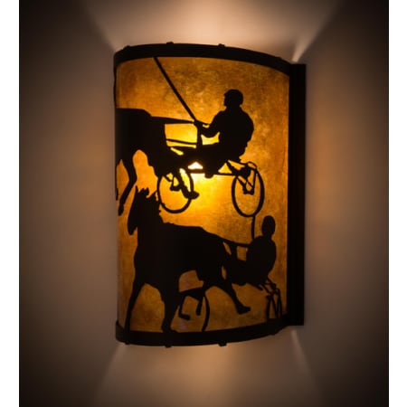 Meyda Tiffany County Fair 12" Tall Wall Sconce with Shade Textured Black