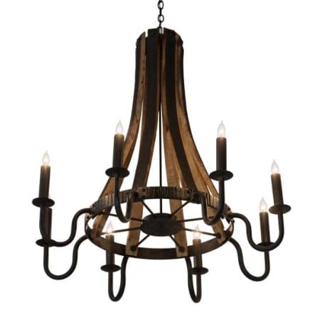 Meyda Tiffany Barrel Stave 8 Light 43" Wide Taper Candle Style Chandelier Natural Wood