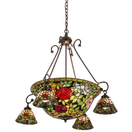 Meyda Tiffany Tiffany Rosebush 5 Light 36" Wide Chandelier Mahogany Bronze