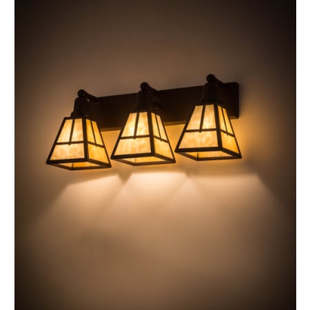 Meyda Tiffany T Mission 3 Light 24" Wide Vanity Light with Shades Cafe Noir