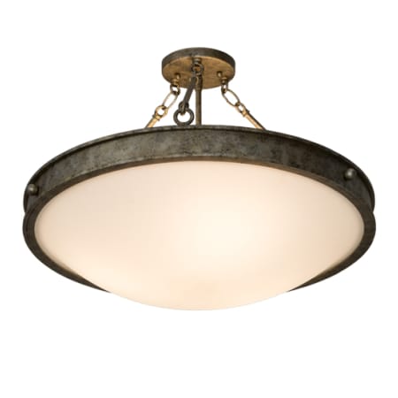 Meyda Tiffany Dionne 3 Light 23" Wide Semi-Flush Bowl Ceiling Fixture with White Shade - Corinth Finish Corinth